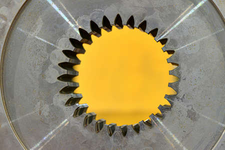 Internal splines of a gear wheel close-up.の写真素材