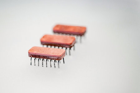 An old-style microcircuit soldered from the board.の写真素材