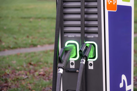 Automatic machine for electric refueling of cars with batteries.の写真素材