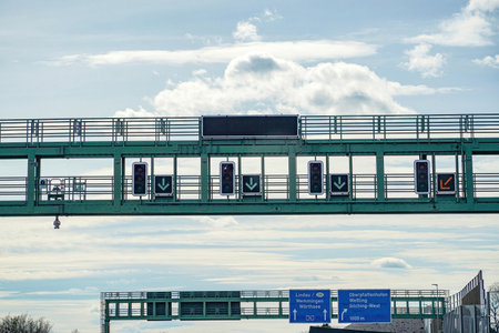 Restriction signs on motorways. Automotive industry.の写真素材