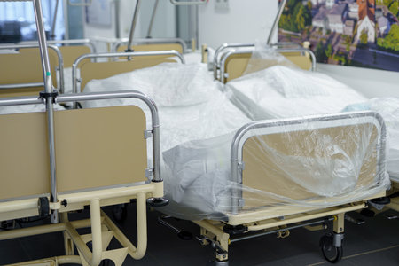 Beds for transporting seriously ill and non-ambulatory patients in a primary care clinic.の写真素材