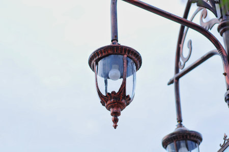 Old street lamp in the old town of Riga, Latvia.の写真素材