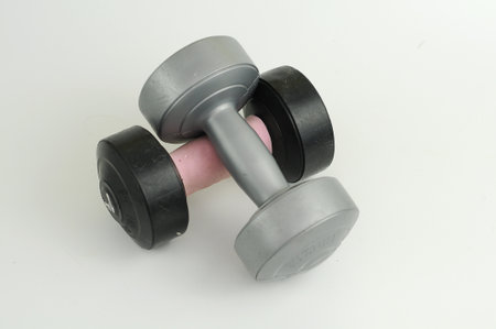 Dumbbells isolated on a white background. Close up.の写真素材