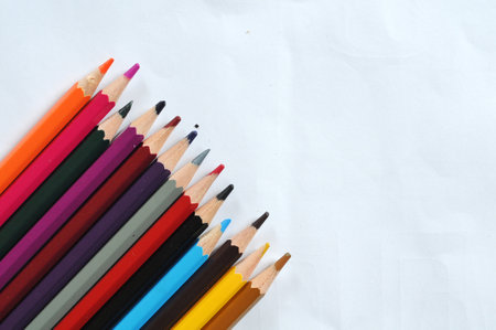 Colored pencils isolated on white background. Back to school.の写真素材