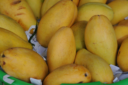 Thai mango fruit with rainbow mango types in minimarkets