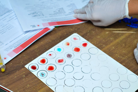 Close-up of blood samples on the table in the laboratory.