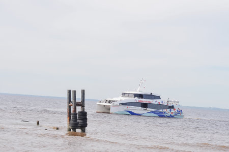 Ferry boat at sea in Pattaya, Thailand.の写真素材