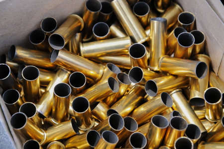 Bullets in a box, close up shot, as a backgroundの写真素材