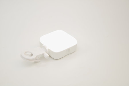 White key on white background with copy space. Technology and security concept.の写真素材