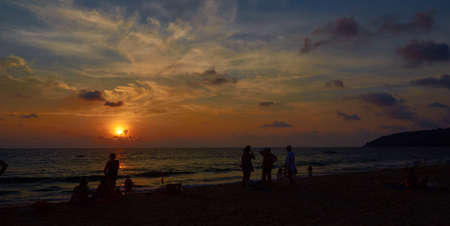 sunset with a beautiful skyの写真素材