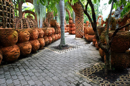 Park with potsの写真素材