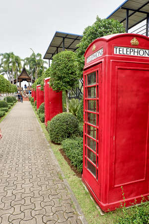 Red telephone boothの写真素材