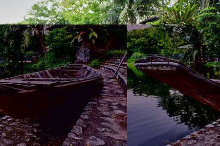 old wooden boatの写真素材