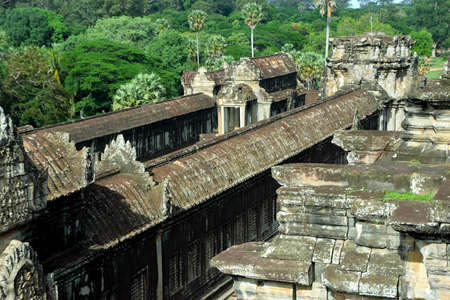 The roof in the Angkor Wat temple complexの写真素材