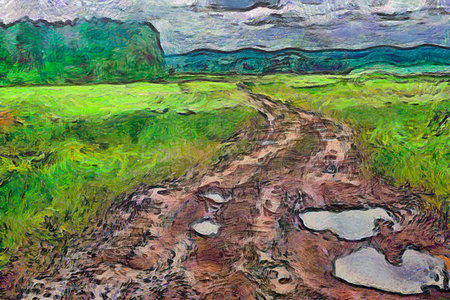 Landscape with a road in the mountains. Landscape with a mountain road.の写真素材