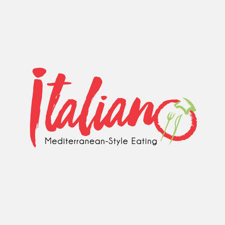 Italian Restaurant Cuisine Lifestyle logo Illustration Tomato Basil Red Greenのイラスト素材