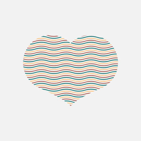 Heart Shape Illustration Wave Pattern Rainbow Like Colors Posterのイラスト素材