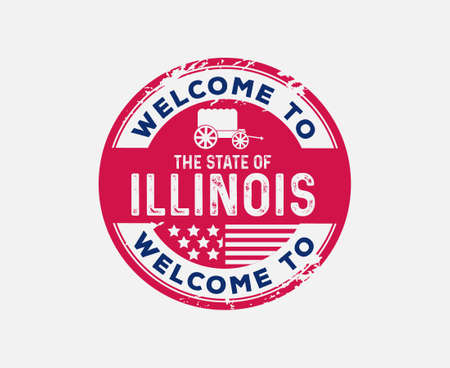 Welcome to Illinois Badge Railsplitter Largest Covered Wagon i the Worldのイラスト素材