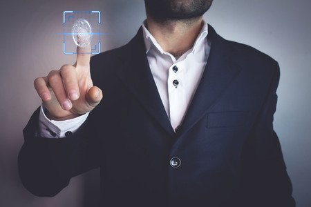 Biometric identification concept with fingerprints.の写真素材