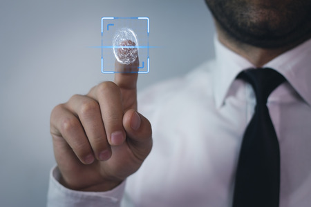 Biometric identification concept with fingerprints.の写真素材