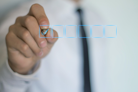 Man with checkbox.
