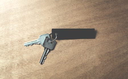 Keys on a wood background.の写真素材