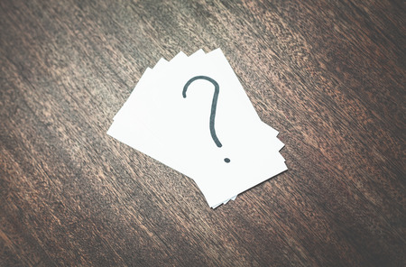 Question mark on a business cards.の写真素材