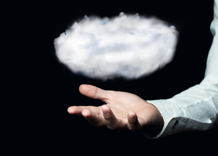Man holding cloud. Cloud computing concept.の写真素材