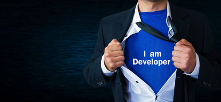 Text I am Developer on a businessman shirt.の写真素材