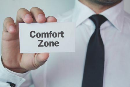 Businessman showing text comfort zone on business card.の写真素材