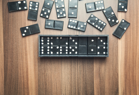 Game of domino on wood background.の写真素材