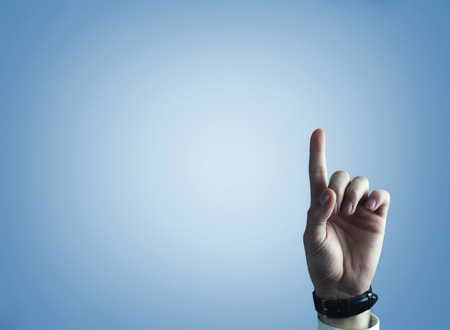 Businessman hand touch on empty screen.の写真素材