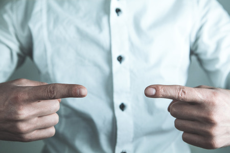 Businessman pointing empty fingers. Business conceptの写真素材