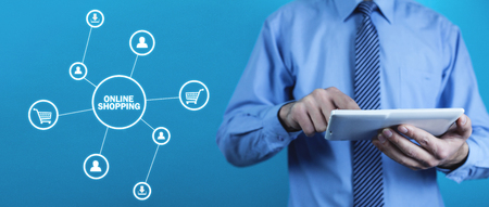 Man with Online Shopping concept. Business technology internet conceptの写真素材