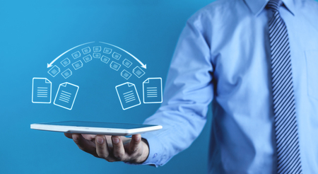 Copy files, data exchange. Files transfer. Fast file transfer managementの写真素材