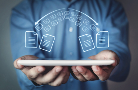 Copy files, data exchange. Files transfer. Fast file transfer managementの写真素材