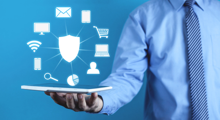 Data protection and cyber security concept. Information safety. Concept of business and internet technologyの写真素材
