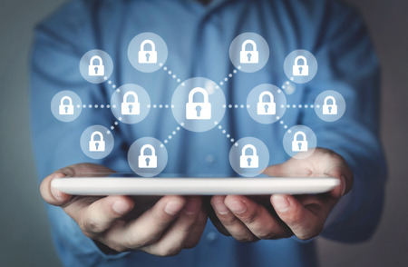 Blockchain concept. Blockchain and technology safety and reliability conceptの写真素材