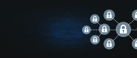 Blockchain concept. Blockchain and technology safety and reliability conceptの写真素材