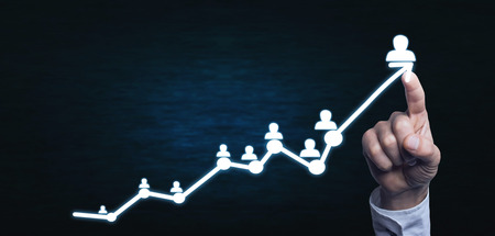 People icon with business growth graph. Personal development and careerの写真素材