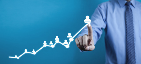 People icon with business growth graph. Personal development and careerの写真素材