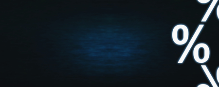 Percent symbol on a dark blue background. Sale concept. Interest rateの写真素材