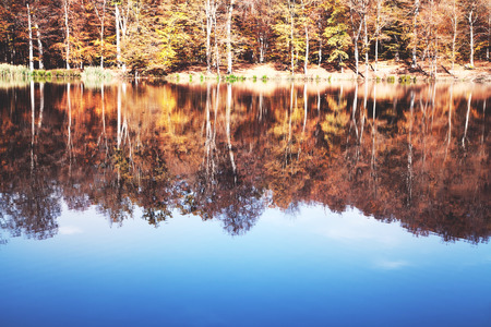 Colorful autumn with lake. Autumn Landscapeの写真素材
