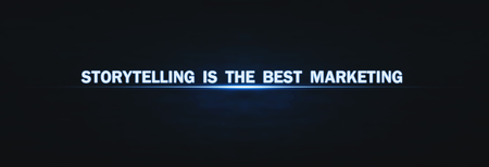 Storytelling is the best marketing text on blue light background.の写真素材