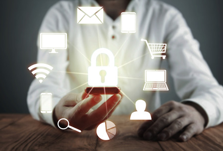 Data protection and cyber security concept. Information safety. Concept of business and internet technologyの写真素材