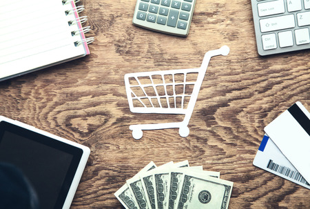 Paper basket. Online Shopping. Business conceptの写真素材