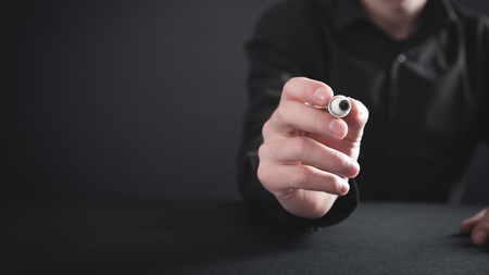 Man writing on a touch screen.の写真素材