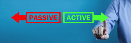 Passive or active text with arrows. Business conceptの写真素材