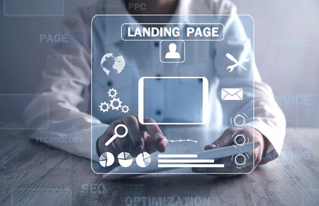 Online web business. Landing page. Internet, technology, businessの写真素材