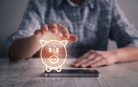 Piggy bank. Saving money conceptの写真素材